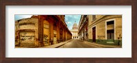 Framed Buildings along street, El Capitolio, Havana, Cuba