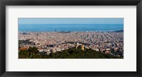 Framed Aerial View of Barcelona and Mediterranean, Spain