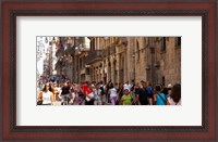 Framed Tourists walking in a street, Calle Ferran, Barcelona, Catalonia, Spain