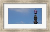 Framed Low angle view of a monument, Columbus Monument wearing soccer jersey, Barcelona, Catalonia, Spain