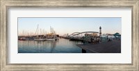 Framed Boats at a harbor, Port Vell, Barcelona, Catalonia, Spain
