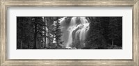 Framed Waterfall in a forest, Banff, Alberta, Canada (black and white)