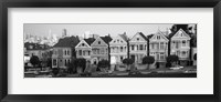 Framed Black and white view of The Seven Sisters, Painted Ladies, Alamo Square, San Francisco, California
