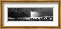 Framed Rock formation on the beach in black and white, Big Sur, California