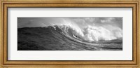 Framed Surfer in the sea in Black and White, Maui, Hawaii