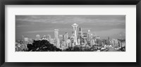 Framed View of Seattle and Space Needle in black and white, King County, Washington State, USA 2010