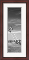 Framed Twin arrows in the field, Route 66, Arizona (black and white)