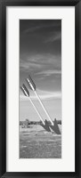 Framed Twin arrows in the field, Route 66, Arizona (black and white)