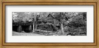 Framed Black & White View of Glade Creek Grist Mill, Babcock State Park, West Virginia, USA