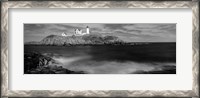 Framed Nubble Lighthouse in black and white, Cape Neddick, Maine