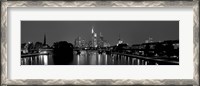 Framed Reflection of buildings in water, Main River, Frankfurt, Hesse, Germany