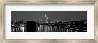 Framed Reflection of buildings in water, Main River, Frankfurt, Hesse, Germany