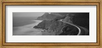 Framed Dusk Highway 1 Pacific Coast CA (black and white)