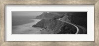 Framed Dusk Highway 1 Pacific Coast CA (black and white)