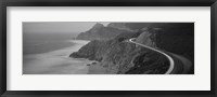 Framed Dusk Highway 1 Pacific Coast CA (black and white)