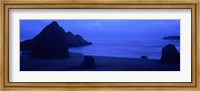 Framed Silhouette of rock formations in the sea at dusk, Myers Creek Beach, Oregon