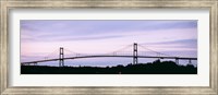 Framed Silhouette of a suspension bridge across a river, Thousand Islands Bridge, St. Lawrence River, New York State, USA