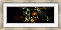 Framed High angle view of buildings lit up at night, Guanajuato, Mexico