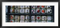 Framed Stack of jars on racks, Tsurugaoka Hachiman Shrine, Kamakura, Kanagawa Prefecture, Kanto Region, Japan