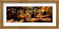 Framed People buying fish in a fish market, Tsukiji Fish Market, Tsukiji, Tokyo Prefecture, Kanto Region, Japan
