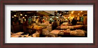 Framed People buying fish in a fish market, Tsukiji Fish Market, Tsukiji, Tokyo Prefecture, Kanto Region, Japan