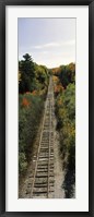 Framed Railroad tracks along Route 1A between Ellsworth and Bangor, Maine, USA