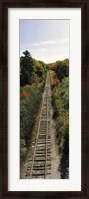 Framed Railroad tracks along Route 1A between Ellsworth and Bangor, Maine, USA