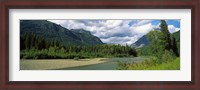 Framed Creek along mountains, McDonald Creek, US Glacier National Park, Montana, USA