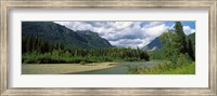 Framed Creek along mountains, McDonald Creek, US Glacier National Park, Montana, USA