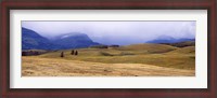 Framed Rolling landscape with mountains in the background, East Glacier Park, Glacier County, Montana, USA