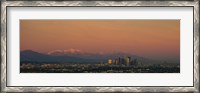 Framed High angle view of a city at dusk, Los Angeles, California, USA