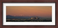 Framed High angle view of a city at dusk, Los Angeles, California, USA