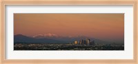 Framed High angle view of a city at dusk, Los Angeles, California, USA