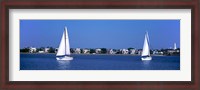 Framed Sailboats in the Atlantic ocean with mansions in the background, Intracoastal Waterway, Charleston, South Carolina, USA