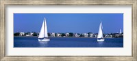 Framed Sailboats in the Atlantic ocean with mansions in the background, Intracoastal Waterway, Charleston, South Carolina, USA