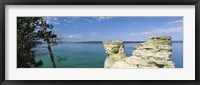 Framed Miner's Castle, Pictured Rocks National Lakeshore, Lake Superior, Munising, Upper Peninsula, Michigan, USA