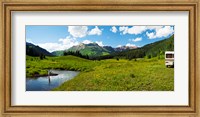 Framed Man camping along Slate River, Crested Butte, Gunnison County, Colorado, USA