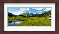 Framed Man camping along Slate River, Crested Butte, Gunnison County, Colorado, USA