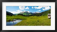 Framed Man camping along Slate River, Crested Butte, Gunnison County, Colorado, USA