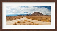 Framed Converging roads, Alabama Hills, Owens Valley, Lone Pine, California, USA