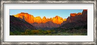 Framed Towers of the Virgin and the West Temple in Zion National Park, Springdale, Utah, USA