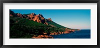 Framed Red rocks in the late afternoon summer light at coast, Esterel Massif, French Riviera, Provence-Alpes-Cote d'Azur, France