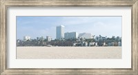 Framed Santa Monica Beach with buildings in the background, California, USA