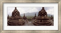 Framed 9th century Buddhist temple Borobudur on Java Island, Indonesia