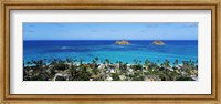 Framed High angle view of a town at waterfront, Lanikai, Oahu, Hawaii, USA