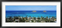 Framed High angle view of a town at waterfront, Lanikai, Oahu, Hawaii, USA