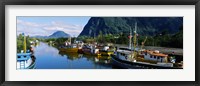 Framed Boats docked at a harbor, Puerto Aisen, AISEN Region, Patagonia, Chile