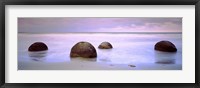 Framed Moeraki Boulders on the beach, Oamaru, Otago Region, South Island, New Zealand
