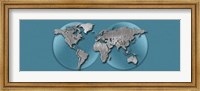 Framed Close-up of a World Map (blue)