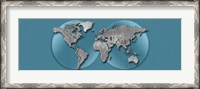 Framed Close-up of a World Map (blue)